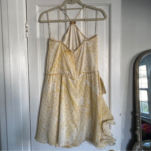 NWOT Alexis Asia Yellow Floral Ruffle Halter Mini Dress in Golden Palms Small - Picture 6 of 10